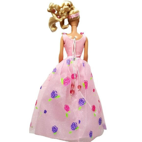 Barbie Rose Princess Doll Magic Growing Hair Pink Glitter Dress Skirt Earrings - Picture 6 of 16